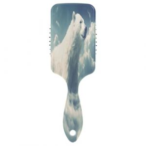 SKYSHU Polar Bear Brosse &agrave; cheveux d&eacute;m&ecirc;lante &agrave; coussin d'air &ndash; Brosse &agrave; cheveux ventil&eacute;e anti-statique sans douleur pour homme et femme &ndash; Brosse de massage du cuir chevelu avec pagaie lisse et douce (SKYSHU, neuf)