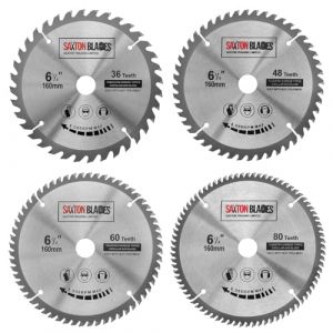 Saxton TCT Lot de 4 lames de scie circulaire à bois 160 mm x 20 mm (anneau de 16 mm) pour Festool TS55 Bosch Makita Pack D (saxton trading, neuf)