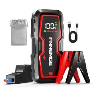 FNNEMGE Booster Batterie, 6000A de Courant de Pointe, 12V Démarreur de Voiture (jusqu'à Tout Le Essence et 8,0L Diesel), Jump Starter avec Port de Charge USB, lumière LED, HD Écran Large. (FT-EUR, neuf)