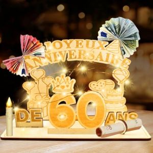 Szhhrxi Carte Anniversaire 60 ans Bois. Cadeau Carte idee Postale Bois Decoration 60 Ans, Personnalis&eacute; Deco Joyeux Anniversaire Happy Birthday Cadeaux pour Femme Homme, Original (60 ans) (Xiaogang-EU, neuf)