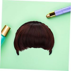 DEARMAMY Frange Française Naturelle 2 Pièces Taille Unique Adhésif Confortable Pour Femmes Usage Quotidien Et Fête Couleurs Châtain Clair Et Châtain Foncé (Liiane, neuf)