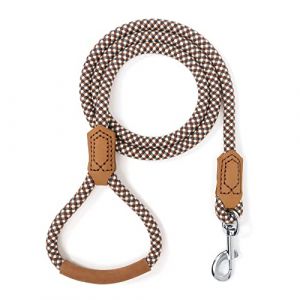 Mile High Life | Laisse pour Chien en Cuir de Qualit&eacute; Sup&eacute;rieure | Laisse &agrave; Corde Robuste | Poign&eacute;e en Cuir | Fermoir Solide en Alliage de Zinc(Marron, 1.80 M) (MileHighLifeEU, neuf)