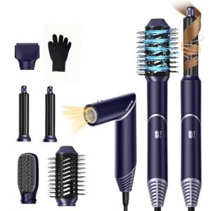 5 en 1 Air Brush Sèche Cheveux Brosse Soufflante Airstyler & Ionique Brosse Chauffante Brushing Boucleur a Cheveux Peigne Chauffant Lisseur Cheveux Appareils et Outils Coiffure Cadeau Femme, Bleu (ukliss beauty, neuf)