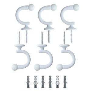 LEEQBCR 6 pièces Embrasses à Rideaux Crochets,Embrasse pour Rideaux en Métal avec,Attache Rideau en Forme pour Voilage, Salon, Chambre, Bureau(Blanc) (LEEQ EU, neuf)