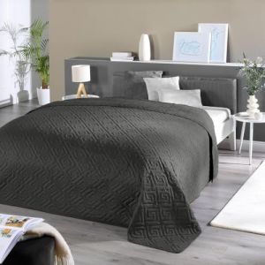 Delindo Lifestyle Couvre-lit de qualité supérieure - Gris - Pour lit simple - Uni - Pour chambre à coucher - 140 x 210 cm (Schäfer Home Textile, neuf)
