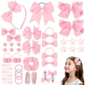 LOPHE Épingles à Nœuds 77 Pièces - Ensemble Accessoires Cheveux Filles École, Fêtes, Jour Jour - Doux, Accessoires de Cheveux pour Filles Bowknot Barrettes Bébés, 3-12 Ans,Rose (Botoo, neuf)