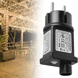 Bloc d'alimentation LED 31 V, adaptateur d'alimentation avec fonction m&eacute;moire et minuterie, transformateur LED 8 modes, fiche IP44 6 W, adaptateur LED basse tension pour lumi&egrave;re de No&euml;l, guirlande (RAMONISA SHOP, neuf)