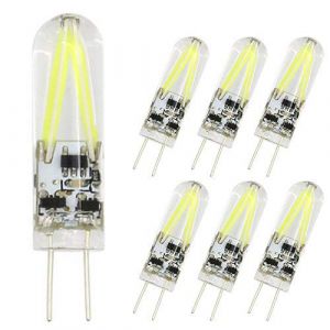 6pcs G4 LED ampoule 12V lampe &agrave; ampoule blanche froide 3 Watts base &agrave; deux broches 2x filament COB LED G4 3W ampoule COB &agrave; filament transparent &eacute;quivalent &agrave; 15W ampoule halog&egrave;ne Spotlight suspension (Pocketmaneu, neuf)