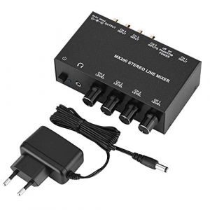 Zerone Mixeur audio Mini Noise Cancelling Karaoké Mixer 3 canaux Entrée et 1 Output Stereo Mini Dj Mixer(EU) (Xinyu UK, neuf)