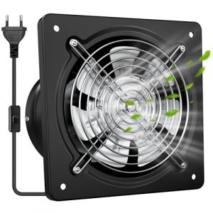 Yrichtra Extracteur d'Air 250 mm 1680m³/h – Haute Performance, Faible Bruit | Valve Anti-Retour | Ventilation Efficace pour Cuisine, Garage, Serre, Noir (Yrichtra, neuf)