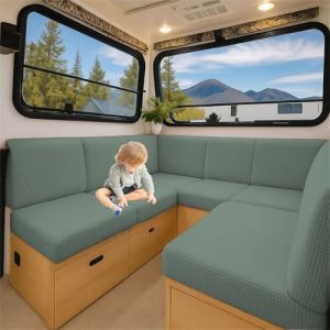 ZGDDPZA Couvre-Coussin Stretch pour siège de Caravane Housse antidérapante en Jacquard pour Banquette, canapé, lit de Camping-Car ou Salon intérieur (Vert Clair,L 165-200cm W 65-95cm) (ZGDDPZA, neuf)