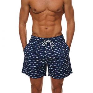 HLVEXH Hommes Maillots de Bain avec Slip en Filet Nouveauté Requin Bleu Marin S (Zhyifeng, neuf)