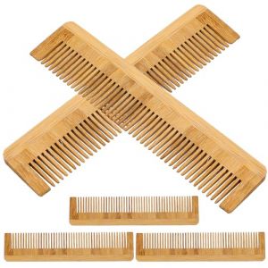 TOPBATHY 5 pièces Peigne Bois de Bambou Antistatique Dents Fines Ergonomique Naturel pour Cheveux Épais Bouclés ou Raides Hommes et Femmes (Parham Ring, neuf)