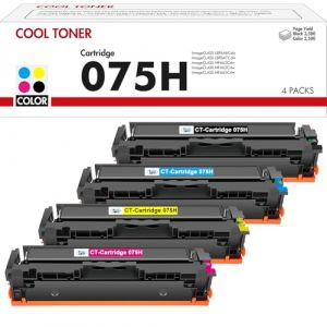 075H 075 Cartouche de Toner Noir: 4-Pack Compatible Remplacement pour Canon 075 075H ImageCLASS MF662Cdw MF663Cdw MF665Cdw LBP646Cdw LBP647Cdw (Noir Cyan Jaune Magenta, 4-Pack) (Origin EU, neuf)