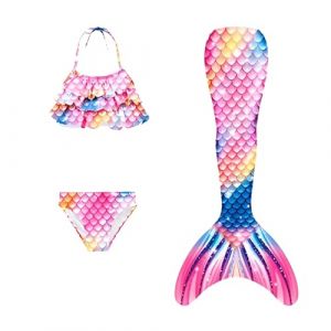 Maillot De Bain Enfant Fille - Joli Maillot de Bain d'été Cosplay Party Fille Manches Longues 3 Pièces Deguisement Océan Piscine Natation Plage Costume de Bain de Plage (heyann, neuf)