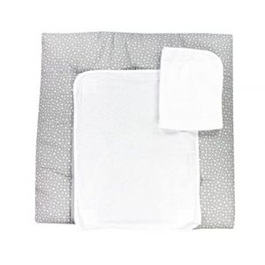 TupTam Tapis à Langer avec 2 Housses Éponge Bébé, étoiles Blanc/Gris, 76 x 76 cm (LotteStyle, neuf)