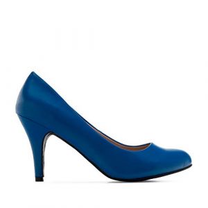 Andrés Machado - Élégants Escarpins rétro pour Femme/Adolescent pour l´été et l´Hiver - AM422 - Bout Arrondi - Modèle Taille Petit - Talons Fins - Simili Cuir- Couleur Bleu- EU 45 (Andrés Machado, neuf)