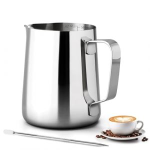 Pot à Lait - 350ml Café au Lait Cappuccino Pichet a Lait Inox pour Faire Mousser le Lait avec Stylo Décoratif pour le Café la Mousse de Lait (Nanluo Technology, neuf)