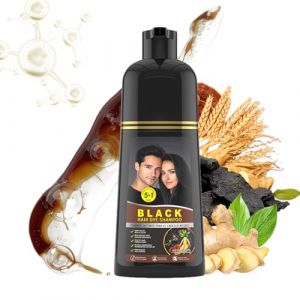 Shampooing Colorant Capillaire Noir, Couverture Hydratante Pour Cheveux Blancs, Shampooing Anti-Chevaux Blancs Parfumé 500ml pour Hommes et Femmes Cheveux Bouclés Fins Épais Masque les Cheveux (pulks, neuf)