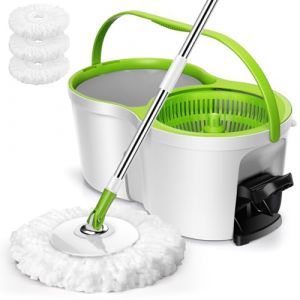 Eukue Seau Essoreur à Pédale et Balai à Franges, Balai Serpillière en Microfibre avec Manche Télescopique, Serpillière Seau Essoreur, 2en1 Sceau Menage Essoreur pour Nettoyage sols-Vert (OKSANA and TOM, neuf)