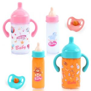 DIELIANHUA 4 pcs Biberon Magique et 2 pcs T&eacute;tine Poup&eacute;e, Accessoires pour Poup&eacute;es, New Born Baby Bouteille Magique, Biberon &agrave; Lait Magique Biberon de Poup&eacute;e, Cadeaux pour Enfants de Plus de 3 Ans (xinmaimaoyi, neuf)