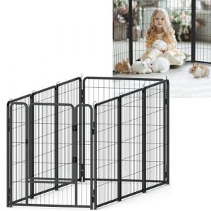 YUENFONG 8 Pièces Enclos pour Chiots Enclos de Jeu pour Chiots 80cm de Hauteur, Enclos de Jeu pour Chiens Enclos pour Chiens avec Porte, pour Chiens Lapins Animaux Domestiques (XL, 528x65x80cm) (TITANUM1, neuf)