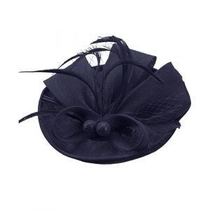 Bibi - Bandeau en maille - Plumes sur un bandeau - Pour cocktail, th&eacute;, f&ecirc;te - Pour filles et femmes - Carnaval (bleu marine, taille unique) (jksmyx, neuf)
