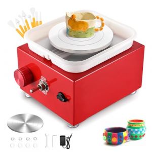 Tour de Potier, Couleeur 2000RPM Tour de Poterie Électrique avec Bassin en ABS Amovible et Plateau Tournant de 6.5/10cm Tour Potier Poterie Enfant et Adultes, Outil de Bricolage pour Céramique (LUCKY FLOWER LIMITED, neuf)