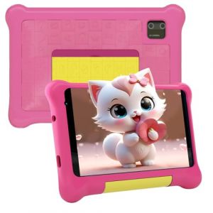 HotLight Tablette Enfants 7 Pouces Android 13 Tablette pour Enfant avec 5GB RAM+32GB ROM(TF 128GB), Contrôle Parental, GMS, WiFi, Bluetooth, Kids Tablette Tactile Éducative avec Kid-Proof Étui(Rose) (ISALES HUB, neuf)