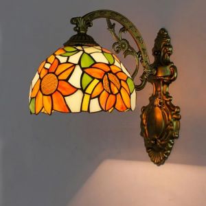 Mengjay Appliques murales, applique murale Tiffany avec abat-jour de verre teinté et cadre en métal, appliques murales applique murale vintage pour salon intérieur couloir escaliers couloi (Style.C) (ShenShuai Official store, neuf)