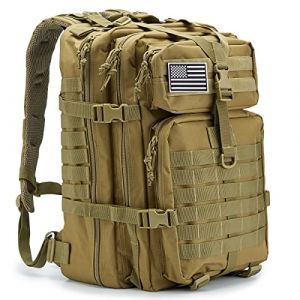 QT&QY Sac &agrave; dos tactique militaire 45L pour hommes, camping, randonn&eacute;e, trekking, sac &agrave; dos de survie MOLLE, sac d'assaut 3 jours (Panda Outdoor Explorer-FR, neuf)