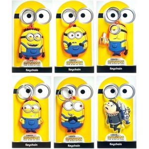 Play by Play Minions Rise of Gru Minions Peluche Premium Doudou Nouveau Choix Bob, Otto, Kevin, Stuart, Dave avec yeux en PVC Licence originale (Porte-cl&eacute;s 1 pi&egrave;ce design al&eacute;atoire) (Ferro Stars, neuf)
