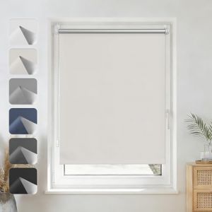 Grandekor Store Enrouleur Occultant sans Per&ccedil;age Installation Facile 100% Opaque Protection Thermique Solaire pour Fen&ecirc;tre Porte, 85l x 110 cm, Cr&egrave;me (Grandekor EU, neuf)