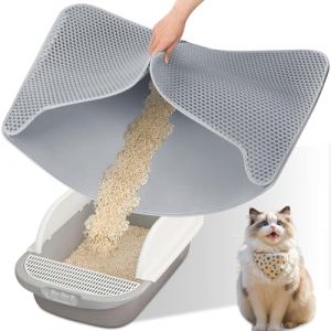 CAUTIOUS Tapis Litiere Chat xxl 90X60 CM Tapis Litière pour Chat EVA Grand Tapis Chat Litiere Imperméable et Non Toxique Tapis de Litiere Double Couche Facile à Nettoyer pour Bac à Litière Chat (Gris) (eMeta-eHifi EU, neuf)