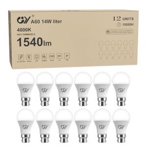 GY Ampoule LED B22 14W (&eacute;quivalent 100W), 1540 lumens 4000K Blanc Neutre, A60 Ampoules Culot B22 Ba&iuml;onnette LED, &Eacute;conomie d'&eacute;nergie,Angle 280&deg;, Non-Dimmable，Lot de 2 (GY STORE, neuf)