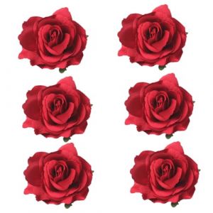Werwing Lot de 6 pinces à cheveux en tissu rose pour femme, épingles à cheveux florales, coiffes de fête de mariage avec broche, accessoires de style mexicain, rouge (Werwing, neuf)