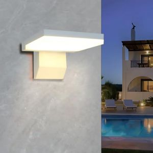 Psatfito G Applique Murale Ext&eacute;rieure 24w, &Eacute;clairage Mural Ext&eacute;rieur 2250 Lm 3000k, &Eacute;clairage Mural Moderne &Eacute;tanche Ip66 pour Maison, Porche, Garage, Lot de 1, Blanc (WORL DWIDE, neuf)