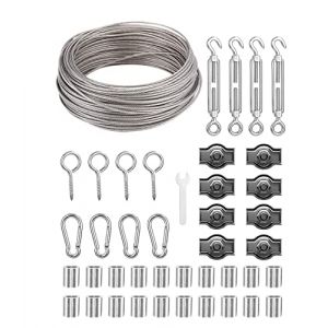 30mm Corde en Acier Inoxydable Suspendre Kit, 2mm Cable Acierd Revêtu de PVC avec Tendeur et Crochet a Visser, pour Fil à Linge, Treillis Plante Grimpante, Cable Suspension Luminaire, Cloture Jardin. (STORE STILLA MICHELE S.R.L., neuf)