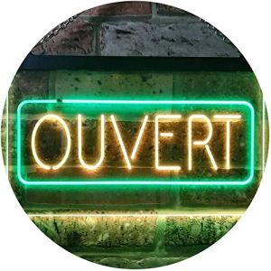 Ouvert Open Shop Bar Club Restaurant Décor Dual Color LED Enseigne Lumineuse Neon Sign Vert et jaune 400 x 300mm st6s43-i3210-gy (ADV PRO, neuf)