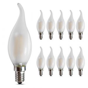 BELINGGO Ampoule LED E14 Flamme, Dimmable 4W 400LM, Blanc Chaud 2700K Lustre Ampoules, Lampe Suspension Vintage, Pointe Courb&eacute;e Givr&eacute;e, Lot de 10 (YEJING, neuf)