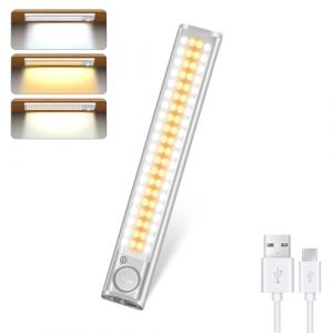DFGOTOP 160LED Lampe Led Détecteur de Mouvement Interieur Sans Fil, Lampe Placard Nuit Rechargeable USB, Veilleuse Enfant Baladeuse de Secours pour Armoire Escalier Garage Cuisine (22CM-80LED-1PCS) (LIASHUO, neuf)