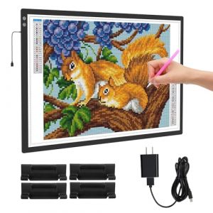 TOHETO A1 Mise à Niveau Rechargeable Tablette Lumineuse Diamond Painting, Super lumineuse Luminosité Variable en Continu Grande boîte Lumineuse Tableau d'affichage pour Tatouage, Animation, Croquis (TOHETO FR, neuf)
