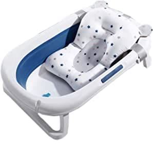 Siège de Bain Baignoire Bébé Coussin de Soutien Flottant Nouveau-né Tapis de Bain Antidérapant Oreiller de Bain Doux Chaise de Bain Pliable Hamac de Douche pour Nourrisson 0-12 Mois, Sans Baignoire (AmoureuxUK, neuf)