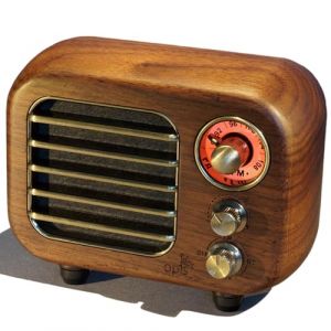 Opis Radio 3 – Petite Radio Portable Rechargeable, dotée de FM et Bluetooth, idéale pour la Maison et Le Chantier, au Style d'un Ancien Poste Radio en Bois (Merisier) (Opis Technology, neuf)