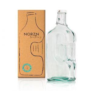 Bouteille d'eau en verre de 2 litres - Bouteille d'eau pour r&eacute;frig&eacute;rateur en verre 100 % recycl&eacute; - Bouteille en verre de 2 litres avec couvercle - Bouteille en verre pour eau - Carafe de 2 L (NORZN BROTHERS&reg;, neuf)