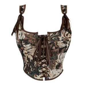 MODSGUE Corset Renaissance &agrave; fleurs pour femme - Style vintage - Bustier &agrave; lacets - Corset m&eacute;di&eacute;val serre-taille - En velours - Haut corset - Confortable - Grande taille - Basique - Pirate - Steampunk (MGOZD, neuf)