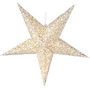 Étoile en papier doré 60 cm – 10 LED/minuteur – Étoile de Noël à suspendre Étoile lumineuse (Special-trends, neuf)