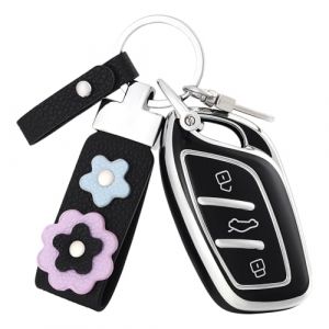 OFF WE GO Coque Cl&eacute; Etui Cles pour MG MG4 MG5 MG6 MG ZS EV HS EHS ZX GT Roewe RX3 RX8 ERX5 RX5 I6 I5 &Eacute;tui Cl&eacute;s avec Porte-cl&eacute;s Voiture Cl&eacute; &agrave; T&eacute;l&eacute;commande Couvre Clef, Noir Argent (OFF WE GO, neuf)