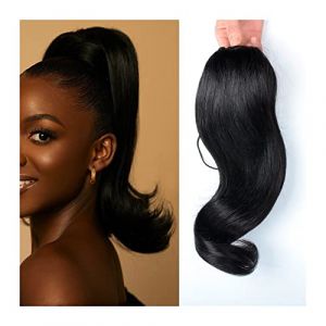 Extension de Queue de Cheval 12-18 "Queue Déformation Queue De Cheval Postiche Naturel Noir Droit Queue De Cheval Clip Dans Les Extensions Droite Cordon Queue De Cheval Extensions Cheveux Humains Brés (zhmeiguo222, neuf)