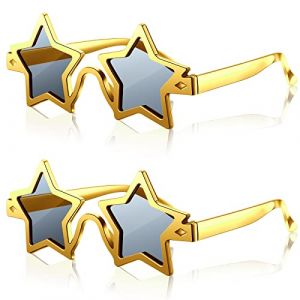 Fiada 2 Pi&egrave;ces Lunettes de Soleil en Forme d'&Eacute;toile Pentagramme Lunettes de Soleil Fantaisie pour F&ecirc;te No&euml;l Adultes Enfants D&eacute;guisement Accessoires Photo (Or) (Bofullzok, neuf)